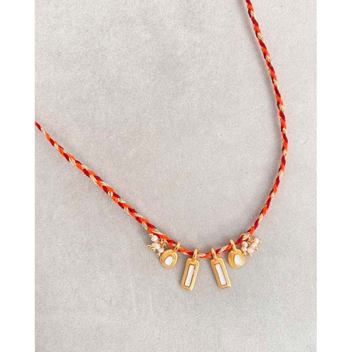 Pendentifs Ovale Ethnique 6,2 x 10,7 mm Émaillé Doré à l'or fin 24K - 2 pcs - Perles Corner - Rougier et Plé