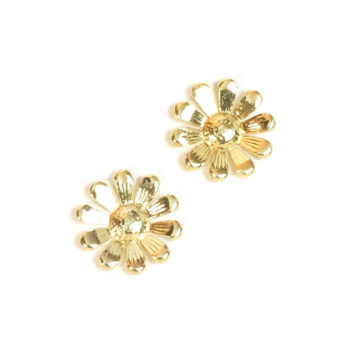 Pendentifs Pâquerettes 14,5 mm Doré à l'or fin 24K - 2 pcs - Perles Corner - Rougier et Plé