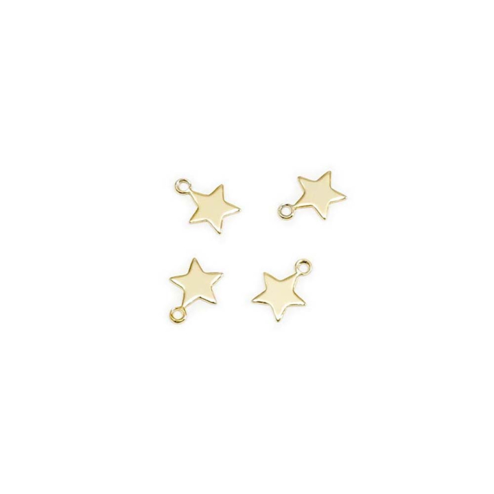 Pendentifs Petite étoile 8 x 5 mm Doré à l'or fin 24 k - 4 pcs - Perles Corner - Rougier et Plé
