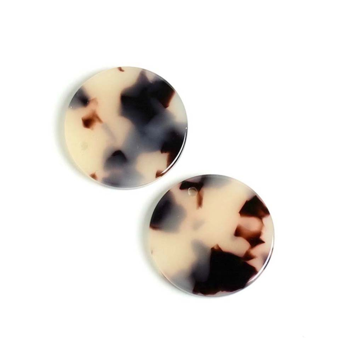 Pendentifs Rond ø 20 mm en Acétate Beige - 4 pcs - Perles Corner - Rougier et Plé
