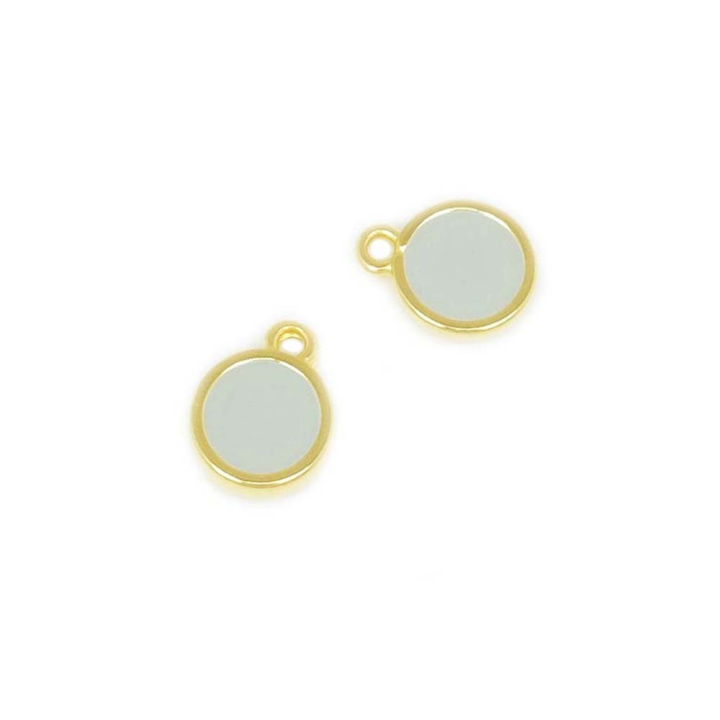 Pendentifs Rond 9 x 12 mm Émaillé Doré à l'or fin 24K - 2 pcs - Perles Corner - Rougier et Plé