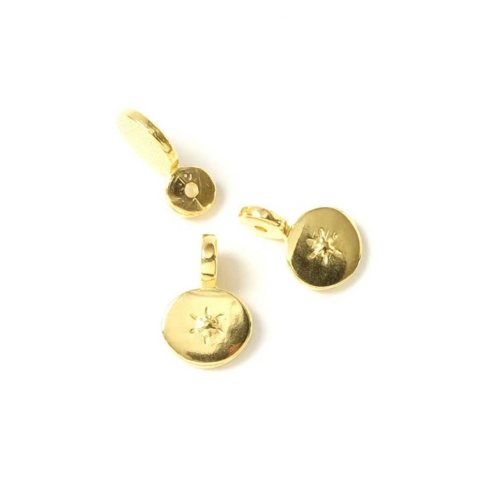 Pendentifs Rond Étoile 10 mm Doré à l'or fin 24K - 2 pcs - Perles Corner - Rougier et Plé