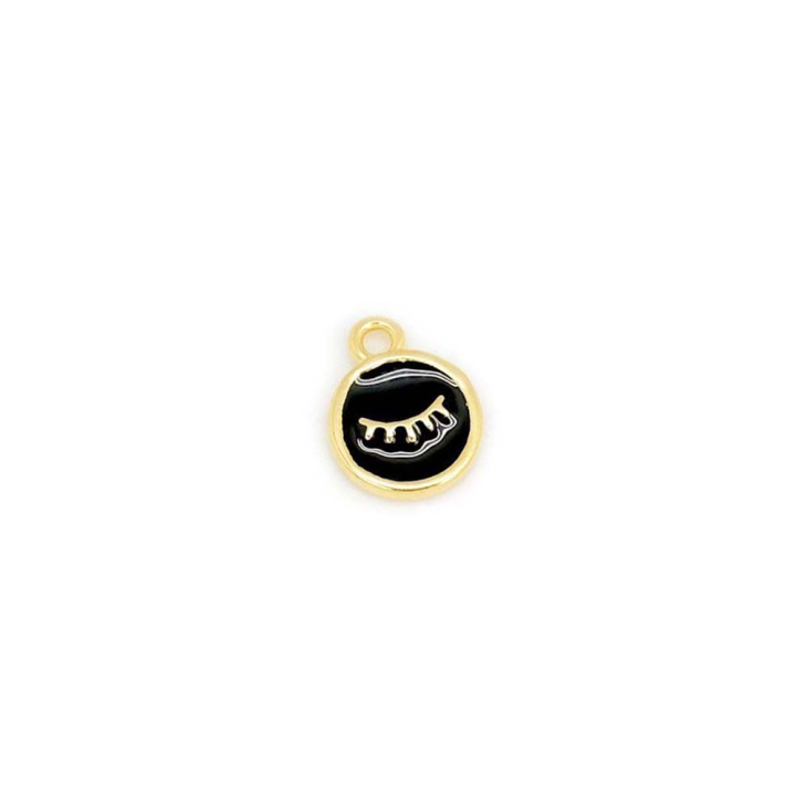 Pendentifs Rond Œil  Émaillé ø 10 mm Doré Or 24K - 2 pcs - Perles Corner - Rougier et Plé