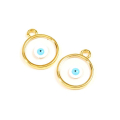 Pendentifs Rond Œil 12 x 14 mm Émaillé Doré à l'or fin 24K - 2 pcs - Perles Corner - Rougier et Plé