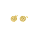Pendentifs Rond Texturé 7,4 x 10 mm Doré à l'or fin 24K - 2 pcs - Perles Corner - Rougier et Plé