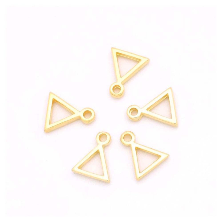 Pendentifs Triangle Ajouré 9 x 11 mm Doré à l'or fin 24K - 4 pcs - Perles Corner - Rougier et Plé