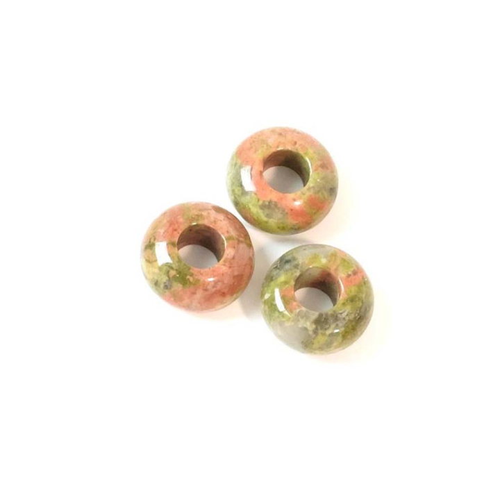 Perle Donuts en Pierre Naturelle 12 x 6 mm Unakite - Perles Corner - Rougier et Plé