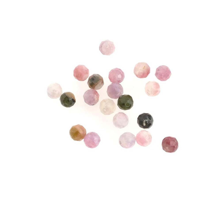 Perle Naturelle Ronde Facettées 4 mm Tourmaline 20 pcs - Perles Corner - Rougier et Plé
