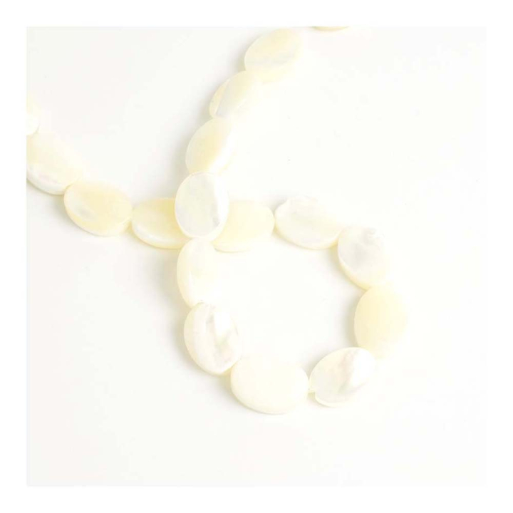 Perle Ovale en Pierre Naturelle 9 x 11mm Nacre 6 pcs - Perles Corner - Rougier et Plé