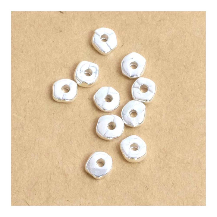 Perle Rondelle Irrégulière ø 2 x 5 mm Métal 10 pcs - Perles Corner - Rougier et Plé