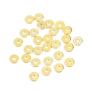 Perle Rondelle ø 6 x 0,8 mm Doré à l'or fin 24K - 10 pcs - Perles Corner - Rougier et Plé