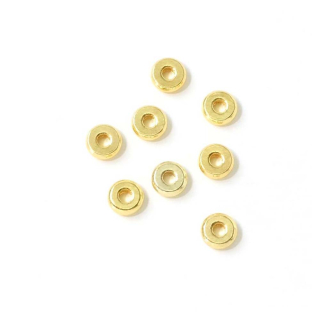 Perle Rondelle ø 6 x 2 mm Doré à l'or fin 24K - 10 pcs - Perles Corner - Rougier et Plé