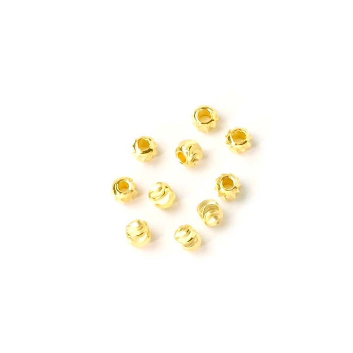 Perle Striée 2 x 3 mm Doré à l'or fin 24K - 10 pcs - Perles Corner - Rougier et Plé