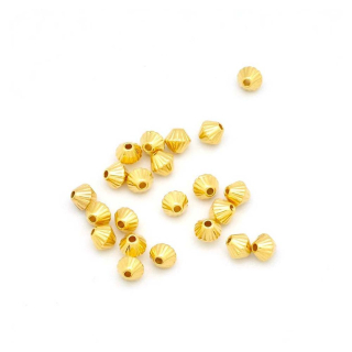 Perle Toupie Striée 4,7 x 4,3 mm Doré à l'or fin 24K - 15 pcs - Perles Corner - Rougier et Plé