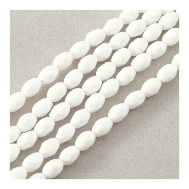 Perles de Bohème Olive Facettées 7 x 5 mm sur Fil 12 cm - Perles Corner - Rougier et Plé