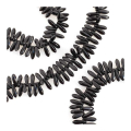 Perles de Bohème Pointes 3 x 11 mm Noir sur Fil 12 cm - Perles Corner - Rougier et Plé