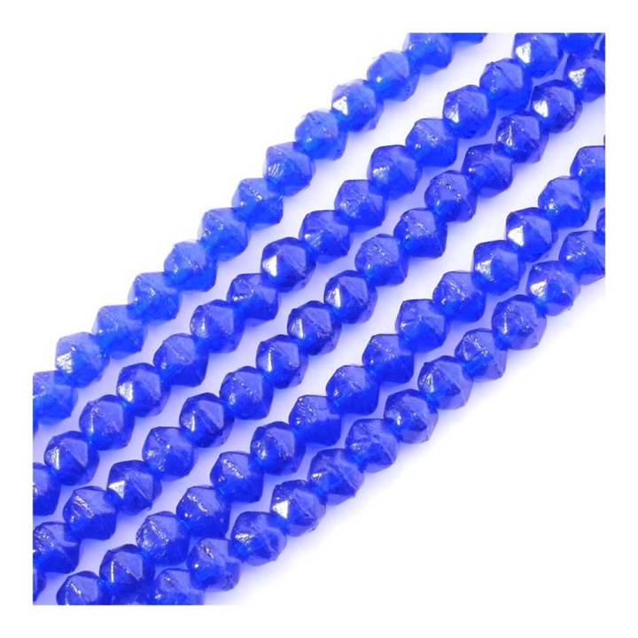 Perles de Bohème Toupies Facettées Irrégulières 5 mm Bleu Nuit sur Fil 12 cm - Perles Corner - Rougier et Plé