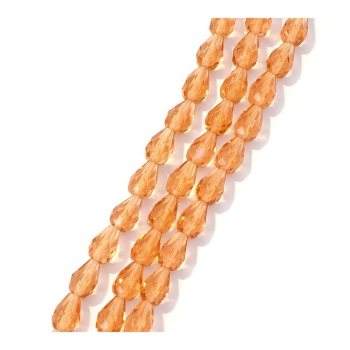 Perles de Bohème Transparentes Goutte 10 x 7 mm sur Fil 12 cm - Perles Corner - Rougier et Plé