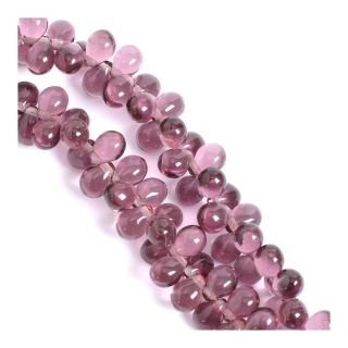 Perles de Bohème Transparentes Goutte 5 x 7 mm sur Fil 12 cm - Perles Corner - Rougier et Plé
