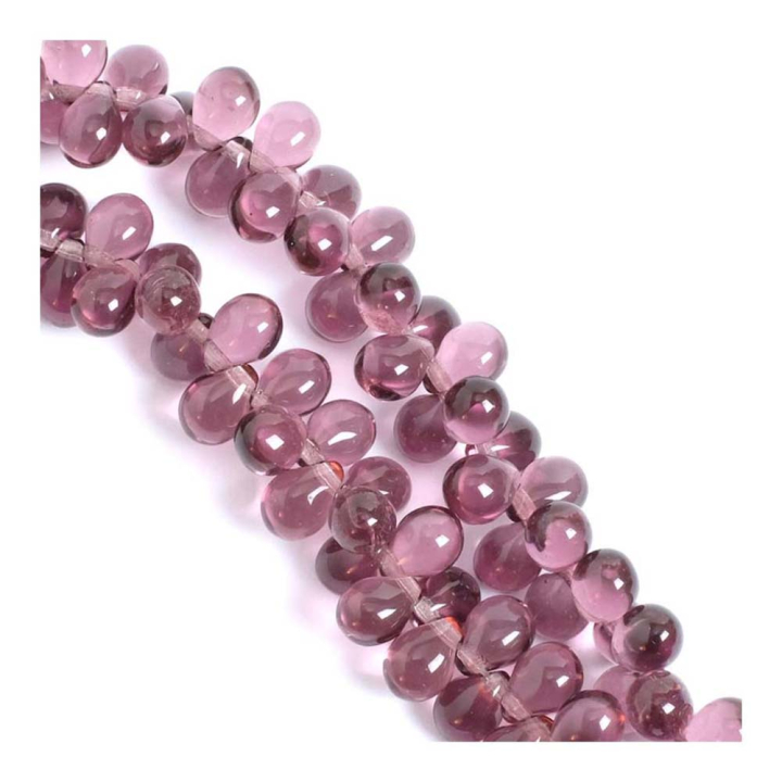 Perles de Bohème Transparentes Goutte 5 x 7 mm sur Fil 12 cm - Perles Corner - Rougier et Plé