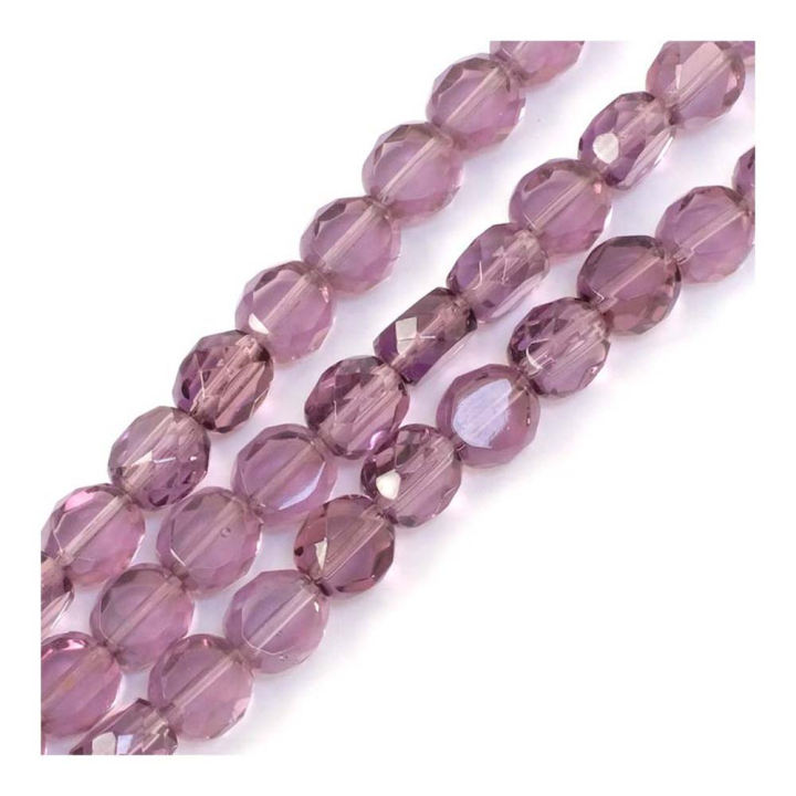 Perles de Bohème Transparentes Rondes Aplaties Facettées ø 10 mm sur Fil 12 cm - Perles Corner - Rougier et Plé