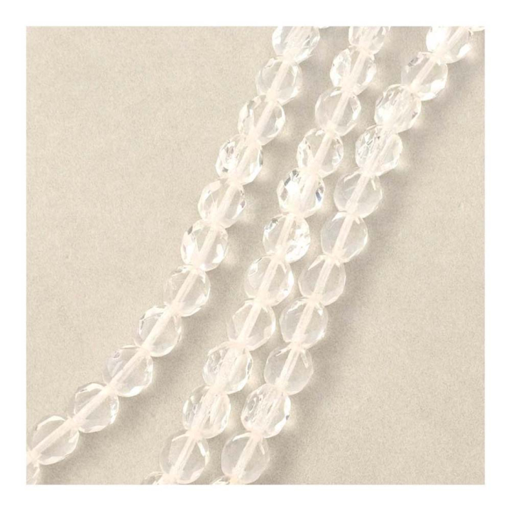 Perles de Bohème Transparentes Rondes Aplaties Facettées ø 8 mm sur Fil 12 cm - Perles Corner - Rougier et Plé
