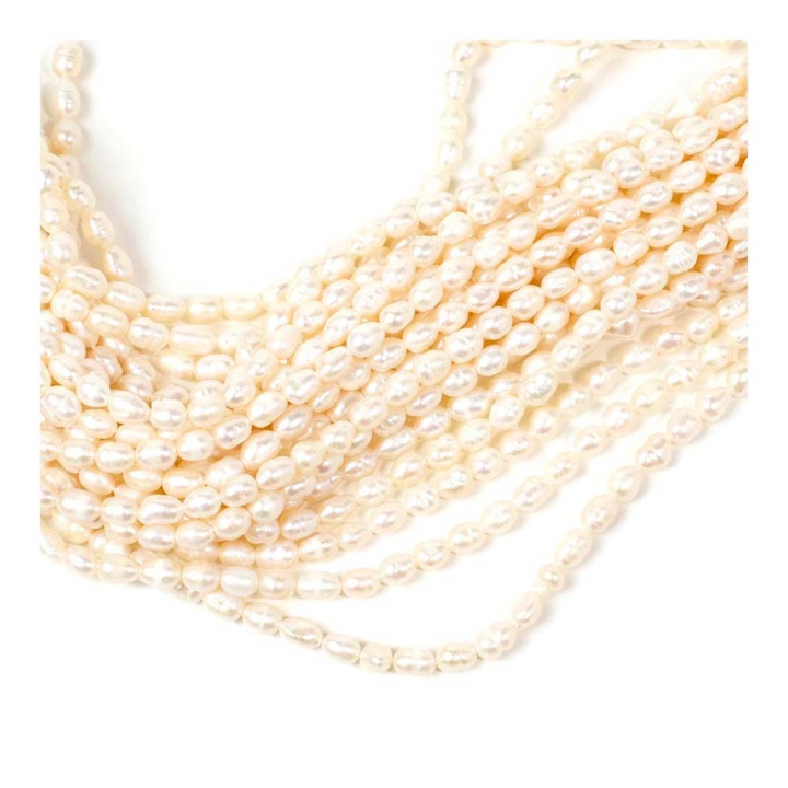 Perles en Nacre naturelle Ovales Irrégulières 6 mm sur Fil - Perles Corner - Rougier et Plé