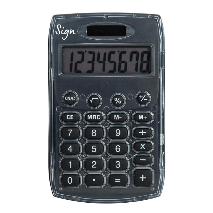 Calculatrice solaire 8 chiffres Noir - Sign - Rougier et Plé