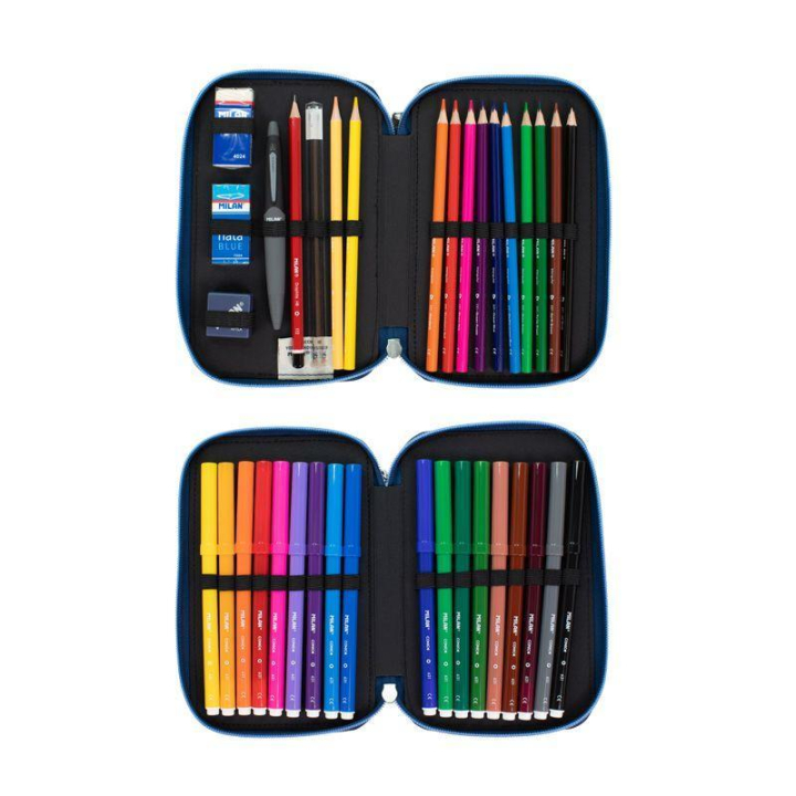 Plumier 2 compartiments avec contenu The Fun Bleu - MILAN - Rougier et Plé