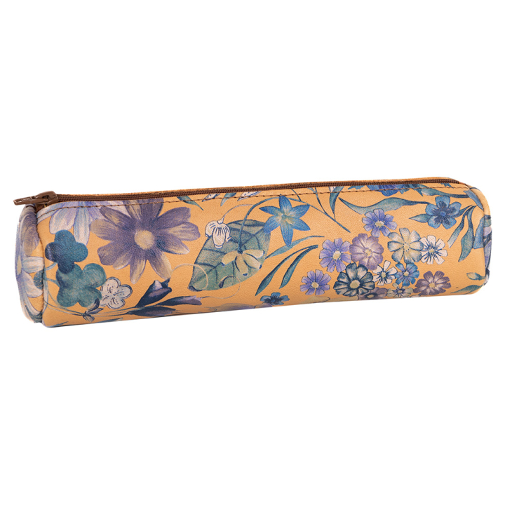 Trousse ronde ø 6 x 22 cm Cuir imprimé Fleurs - Oxford - Rougier et Plé