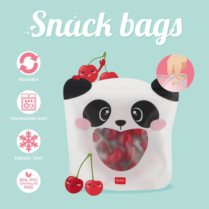 Pochette à Goûter 3 pcs Snack bags Panda - Legami - Rougier et Plé