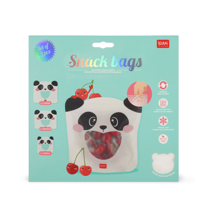 Pochette à Goûter 3 pcs Snack bags Panda - Legami - Rougier et Plé