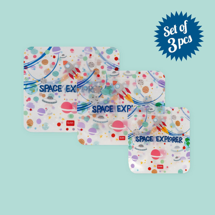 Pochette à Goûter 3 pcs Snack bags Space - Legami - Rougier et Plé