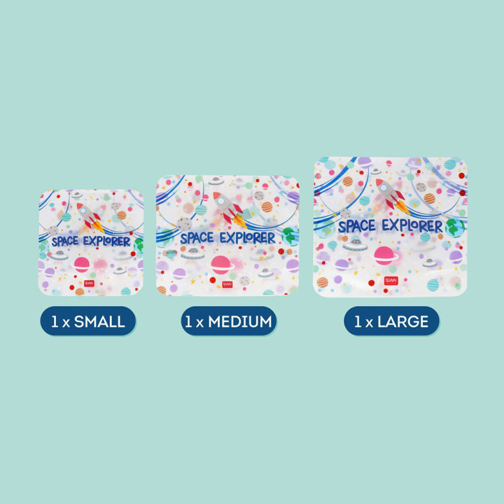 Pochette à Goûter 3 pcs Snack bags Space - Legami - Rougier et Plé