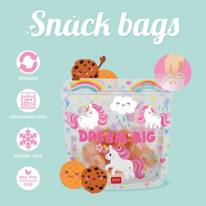 Pochette à Goûter 3 pcs Snack bags Licorne - Legami - Rougier et Plé