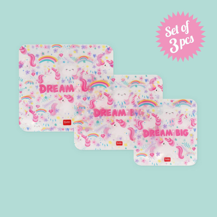 Pochette à Goûter 3 pcs Snack bags Licorne - Legami - Rougier et Plé