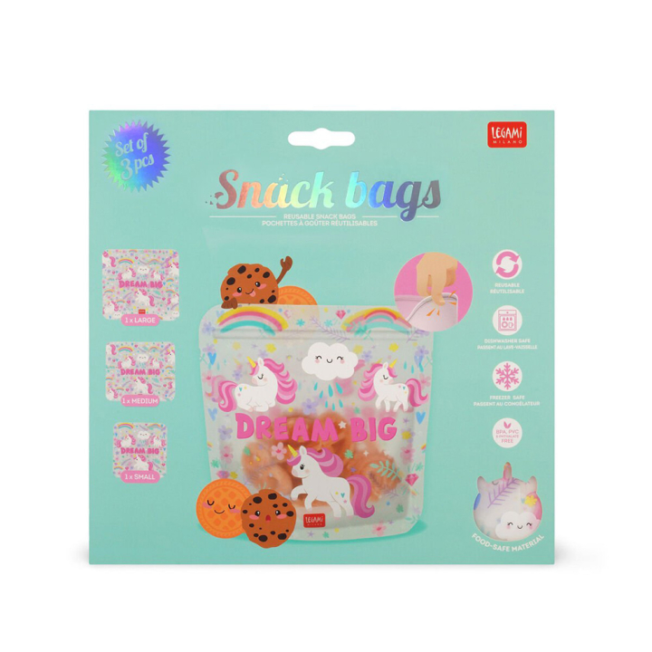 Pochette à Goûter 3 pcs Snack bags Licorne - Legami - Rougier et Plé