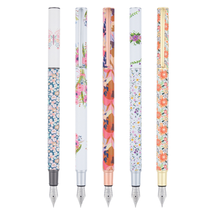 Stylo Plume 5 Décors Floraison - Editions Oberthur - Rougier et Plé