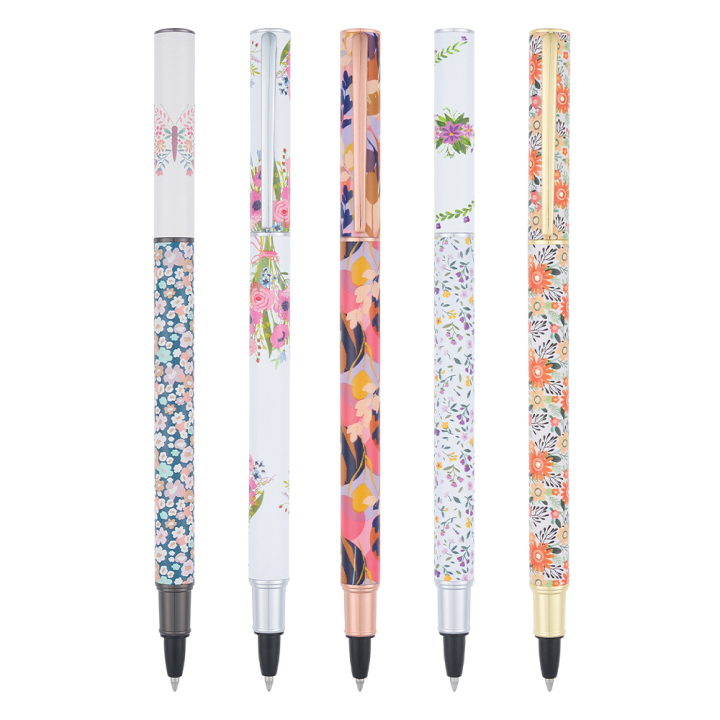Stylo Roller à cartouche 5 Décors Floraison - Editions Oberthur - Rougier et Plé