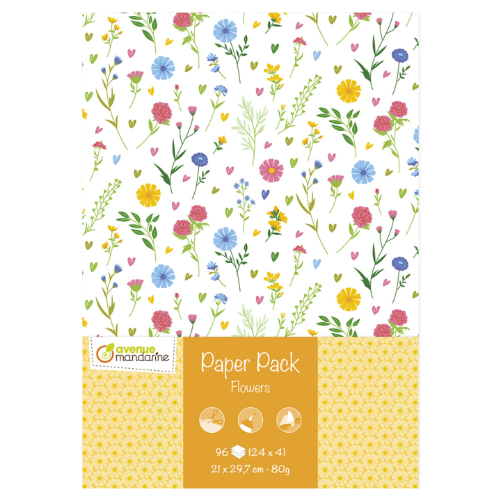 Papier Scrapbooking 21 x 29,7 cm Paper Pack Flowers - Avenue Mandarine - Rougier et Plé