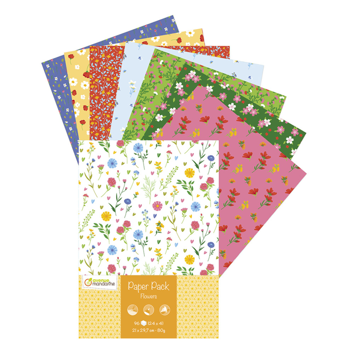 Papier Scrapbooking 21 x 29,7 cm Paper Pack Flowers - Avenue Mandarine - Rougier et Plé