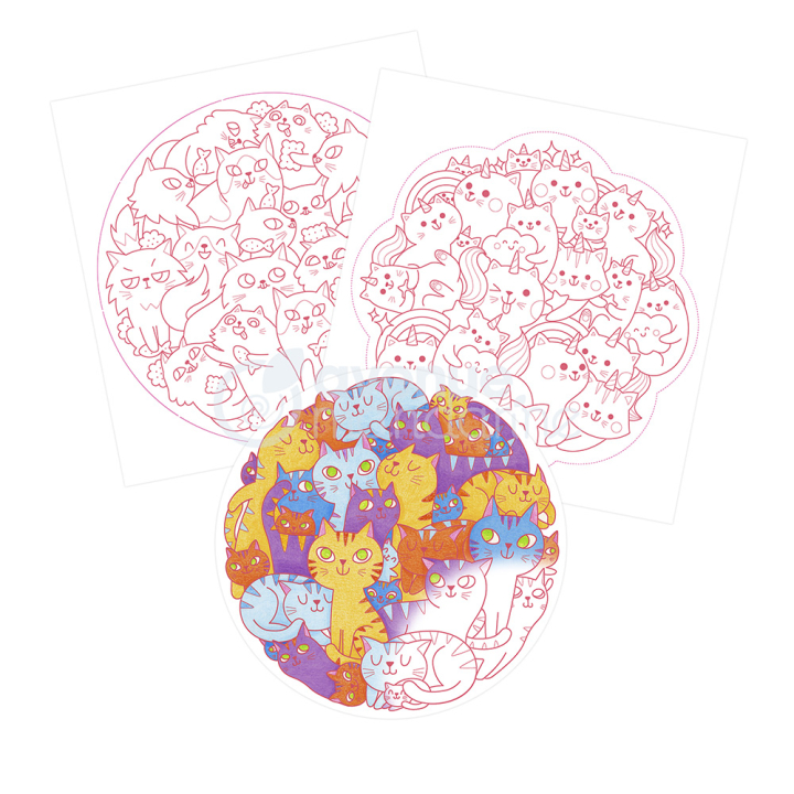 Coloriage Graffy Mandala Pêle-mêle Chats - Avenue Mandarine - Rougier et Plé