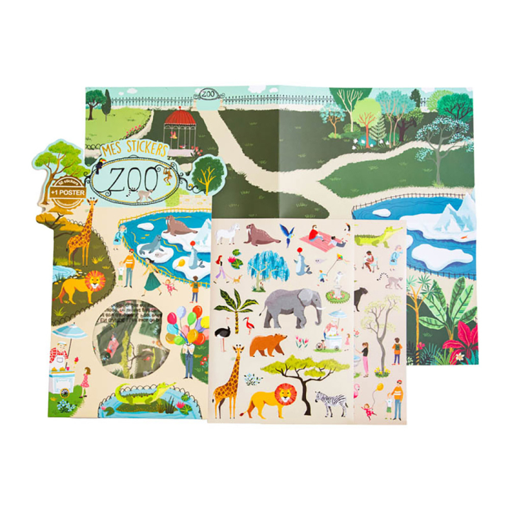 Kit Poster & Stickers repositionnables 21 x 29,7 cm Zoo - Cartesdart - Rougier et Plé