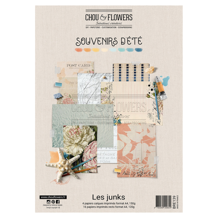 Set de papiers 21 x 29,7 cm Souvenirs d'été Les junks - Chou & Flowers - Rougier et Plé