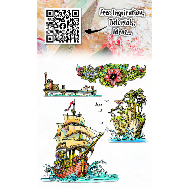 Tampons transparents N°1186 Pelican Galleon - AALL & CREATE - Rougier et Plé