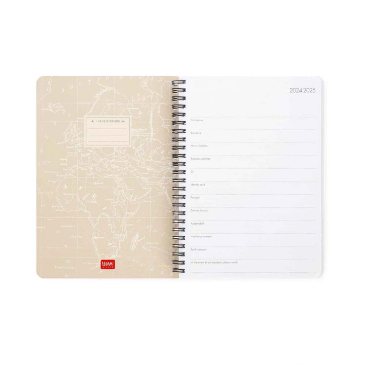 Agenda 2025 Semainier à spirale 15 x 21 cm Travel - Legami - Rougier et Plé