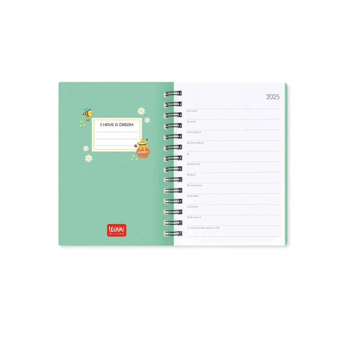 Agenda 2025 Semainier à spirale 8,5 x 13 cm Bee - Legami - Rougier et Plé