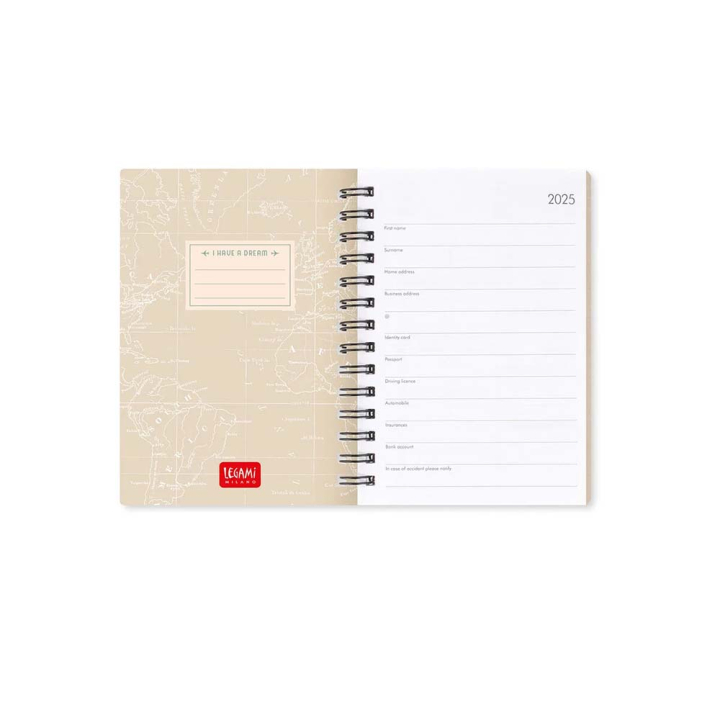 Agenda 2025 Semainier à spirale 8,5 x 13 cm Travel - Legami - Rougier et Plé