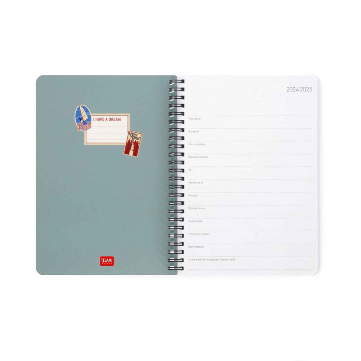 Agenda 2025 Semainier à spirale 15 x 21 cm Travel Stickers - Legami - Rougier et Plé
