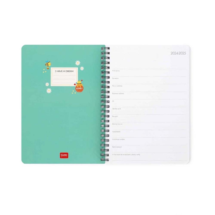 Agenda 2025 Semainier à spirale 15 x 21 cm Bee - Legami - Rougier et Plé